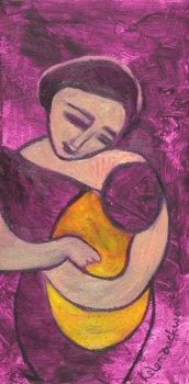 Mother and child - magenta/gold