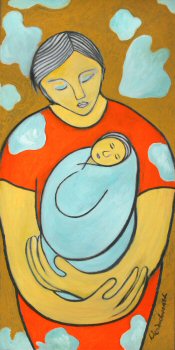 Mother and Child Tangerine/Ochre/Aqua