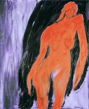 Woman - vermilion/purple